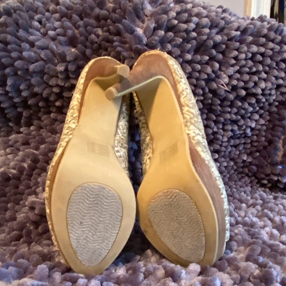 Used-Cute Cork/wicker material high heel peep toes - Picture 4 of 5